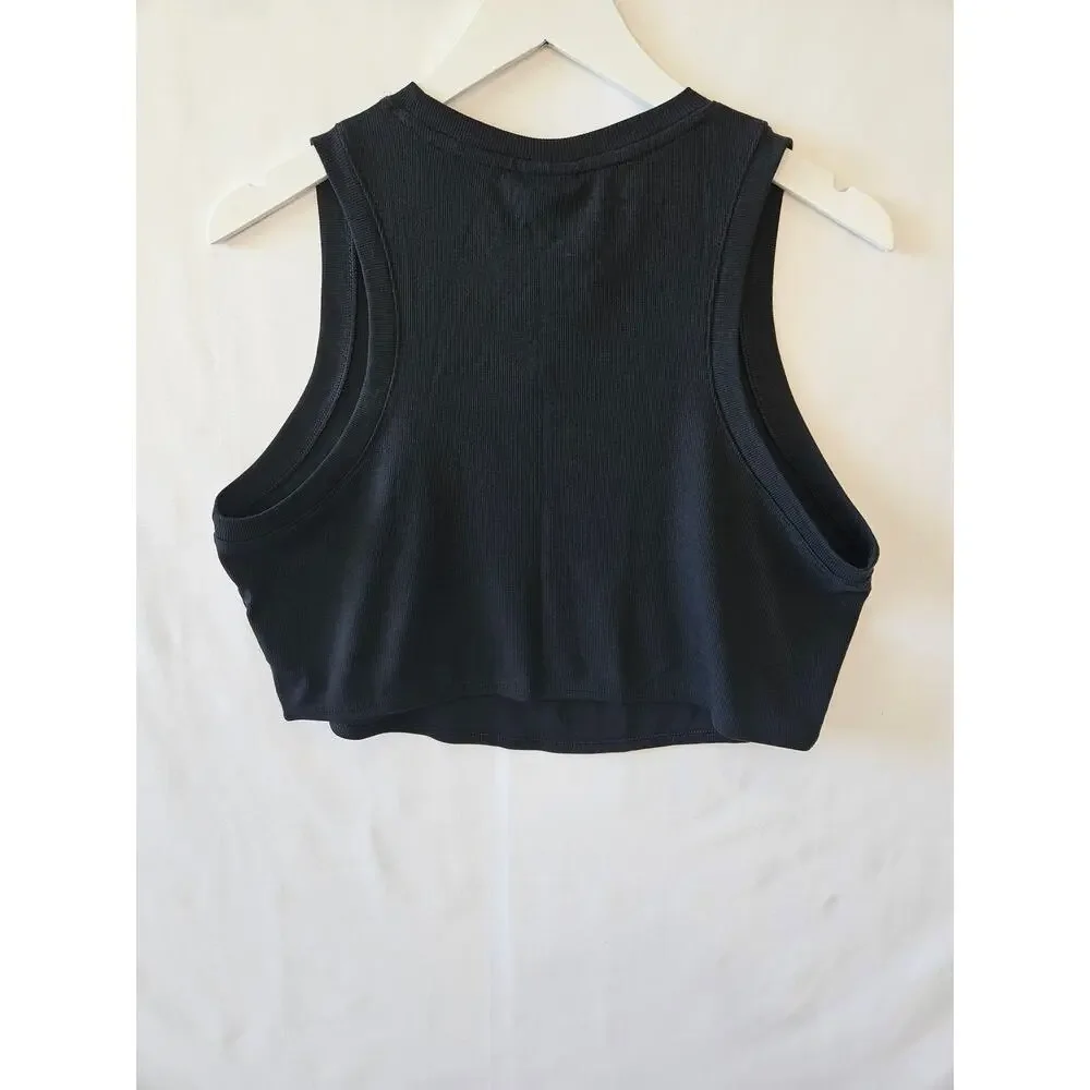 Nike Ribbed Crop Sleeveless Athletic Top Black XL FB8279-010